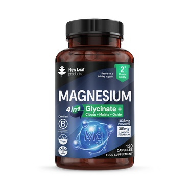Review of New Leaf Products Magnesium Complex 4in1 Glycinate Citrate, Malate, Oxide 120 Capsules
