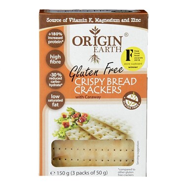 Origin Earth Gluten Free Crispy Bread Crackers with Caraway 150g
