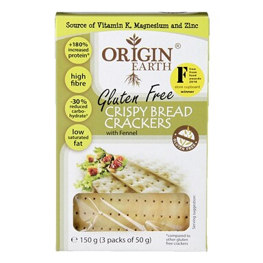 Origin Earth Gluten Free Crispy Bread Crackers with Fennel 150g
