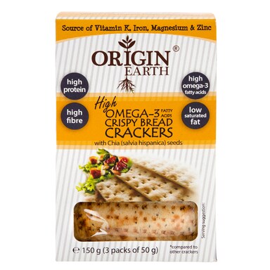 Origin Earth Crispy Bread Crackers with Chia Seeds 150g