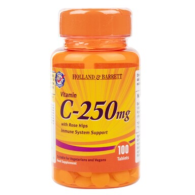 Holland & Barrett Vitamin C With Wild Rose Hips 100 Tablets 250mg