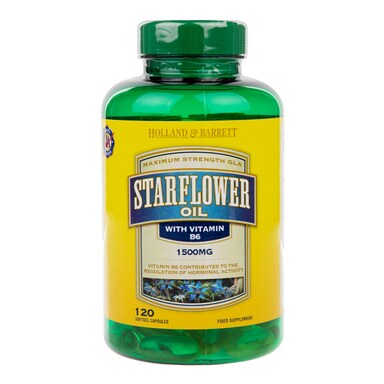 Holland & Barrett Starflower Oil 1500mg Plus Vitamin B6 120 Capsules