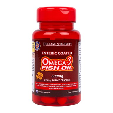 Holland & Barrett Enteric Coated Omega 3 Fish Oil 60 Capsules 500mg