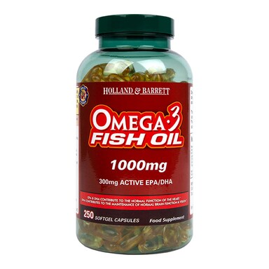Holland & Barrett Omega 3 Fish Oil Concentrate 250 Capsules 1000mg