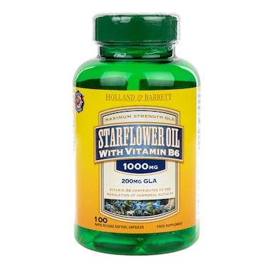 Holland & Barrett Starflower Oil 100 Capsules 1000mg with Vitamin B6