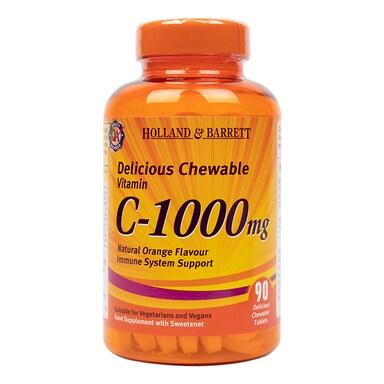 Holland & Barrett Chewable Vitamin C with Rose Hips 90 Tablets 1000mg