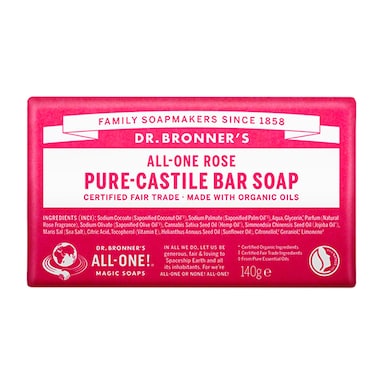 Dr Bronner's - All-One Rose Pure-Castile Bar Soap 140g
