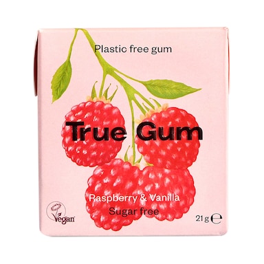 True Gum Raspberry & Vanilla Chewing Gum 21g