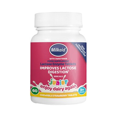 Milkaid Junior Lactase Enzyme Chewable Strawberry 60 Tablets
