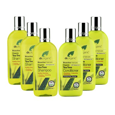 Dr Organic Tea Tree Shampoo & Conditioner Bundle 6 x 265ml
