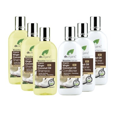 Dr Organic Virgin Coconut Oil Shampoo & Conditioner Bundle 6 x 265ml