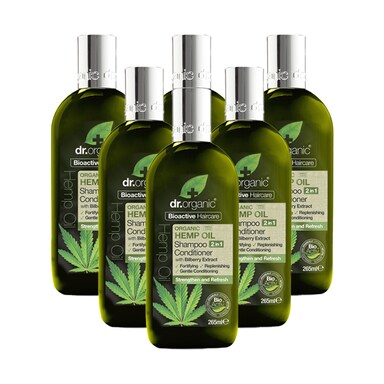 Dr Organic Hemp Oil 2 in 1 Shampoo & Conditioner Bundle 6 x 265ml