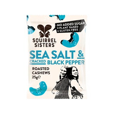 Squirrel Sisters Sea Salt & Black Pepper Cashews 25g