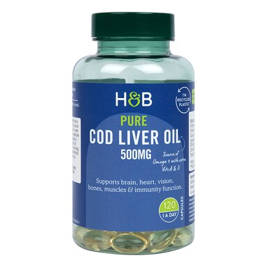 Holland & Barrett Pure Cod Liver Oil 500mg 120 Capsules