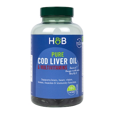 Holland & Barrett Pure Cod Liver Oil & Multivitamins 500mg 180 Capsules