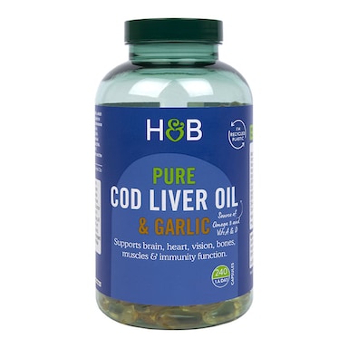 Holland & Barrett Pure Cod Liver Oil & Garlic 240 Capsules
