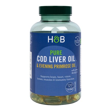 Holland & Barrett Pure Cod Liver Oil with Evening Primrose Oil 500mg 120 Capsules