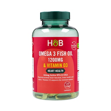 Holland & Barrett Omega 3 Fish Oil + D3 1200mg 120 Capsules