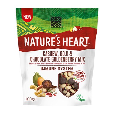 Nature's Heart Cashew, Goji & Chocolate Goldenberry Immune System Mix 100g