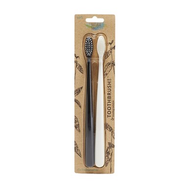The Natural Family Co. Bio Toothbrush Twin Pack - Pirate Black & Ivory Desert