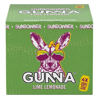 Gunna Sundowner Lemonade & Lime 4 x 330ml