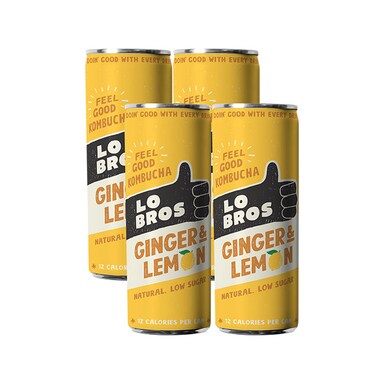 Lo Bros Organic Kombucha Ginger & Lemon 4 x 250ml