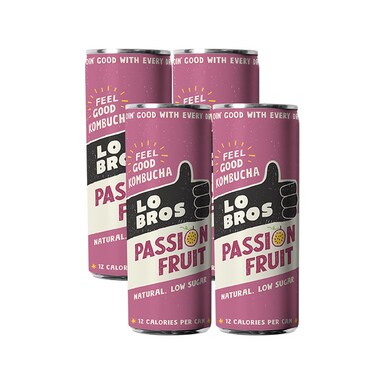 Lo Bros Organic Kombucha Passion Fruit 4 x 250ml
