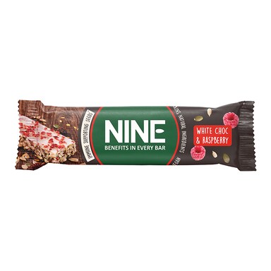 NINE White Chocolate & Raspberry Bar 40g