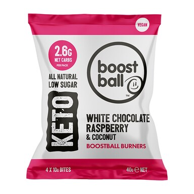 Boostball Keto White Chocolate Raspberry & Coconut 40g