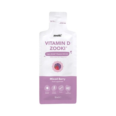 YourZooki Vitamin D3 3000IU & K2 100UG Mixed Berry Flavour 15ml Sachet