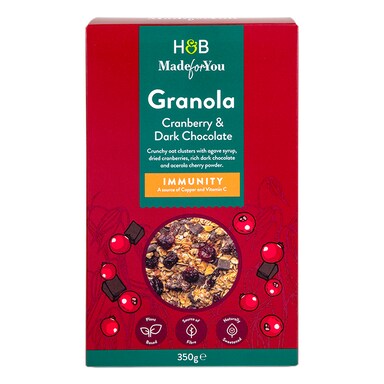 Holland & Barrett Made for You Cranberry & Dark Chocolate Immunity Granola 350g