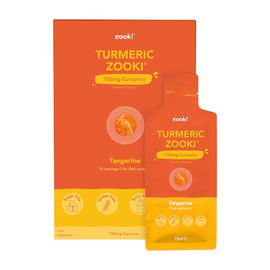 YourZooki Turmeric 750mg Curcumin Tangerine Flavour 14 Sachets x 15ml