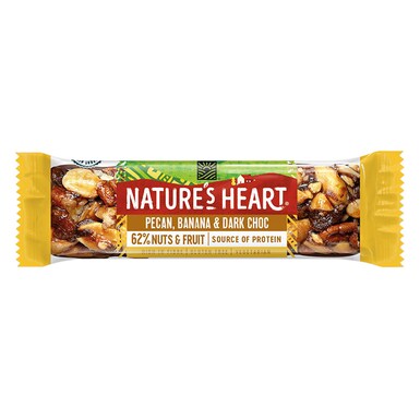 Nature's Heart Dark Choc, Banana and Pecan Fruit & Nut Bar 35g