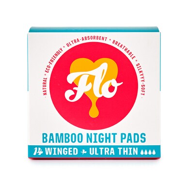Flo Bamboo Night Pad Pack (14 winged & ultra thin)
