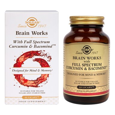 Solgar Brain Works with Full Spectrum Curcumin & BacoMind 60 Capsules