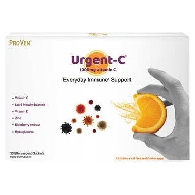 Pro-Ven Urgent-C 1000mg Vitamin C Everyday Immune Support 30 Effervescent Sachets