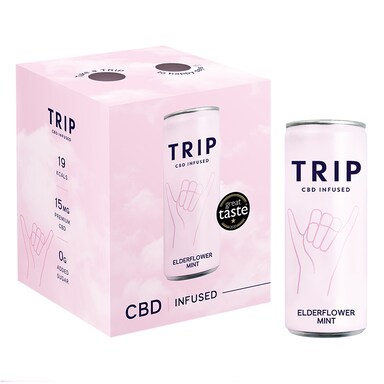 TRIP CBD Infused Multi Pack Elderflower Mint - 4 x 250ml