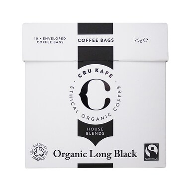 CRU Kafe Organic Long Black Coffee 10 Bags