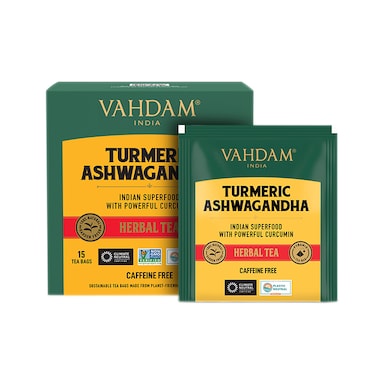 Vahdam Turmeric Ashwagandha Herbal Tea 15 Tea Bags