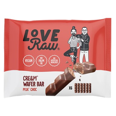 LoveRaw Vegan M:lk Choc Wafer Bar Mult-Pack 6 x 21.5g