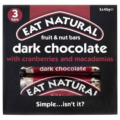 Eat Natural Dark Chocolate with Cranberries and Macadamias 3 x 45g