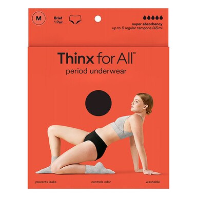 Thinx For All Super Brief in Black - Size M