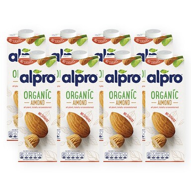 Alpro Organic Unsweetened Almond 8 x 1l
