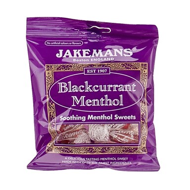Jakemans Blackcurrant Soothing Menthol Sweets 100g Bag