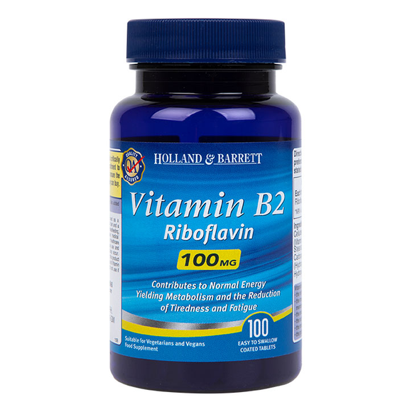 Vitamin B2 Riboflavin Tablets 100mg Vegan Holland & Barrett