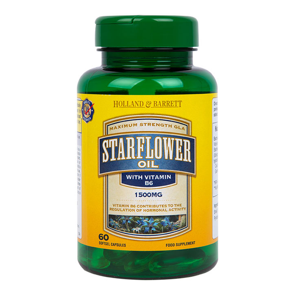 Holland & Barrett Starflower Oil 1500mg Plus Vitamin B6 120 Capsules Holland & Barrett