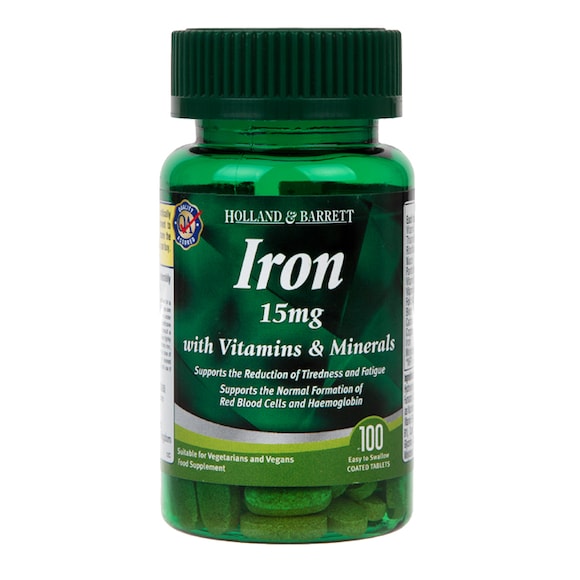 Holland & Barrett Iron 15mg with Vitamins & Minerals 100 Caplets ...