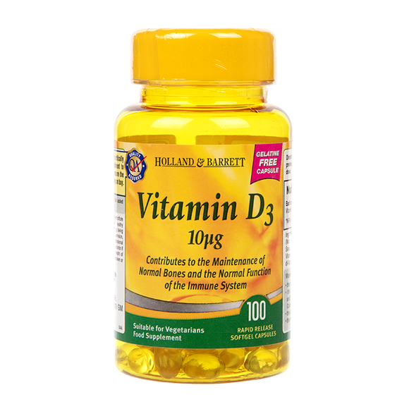 Vegetarian & Vegan Vitamin D3 100 Capsules 400 IU Holland & Barrett