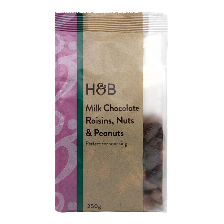 Holland & Barrett Milk Chocolate Raisins, Nuts & Peanuts 250g