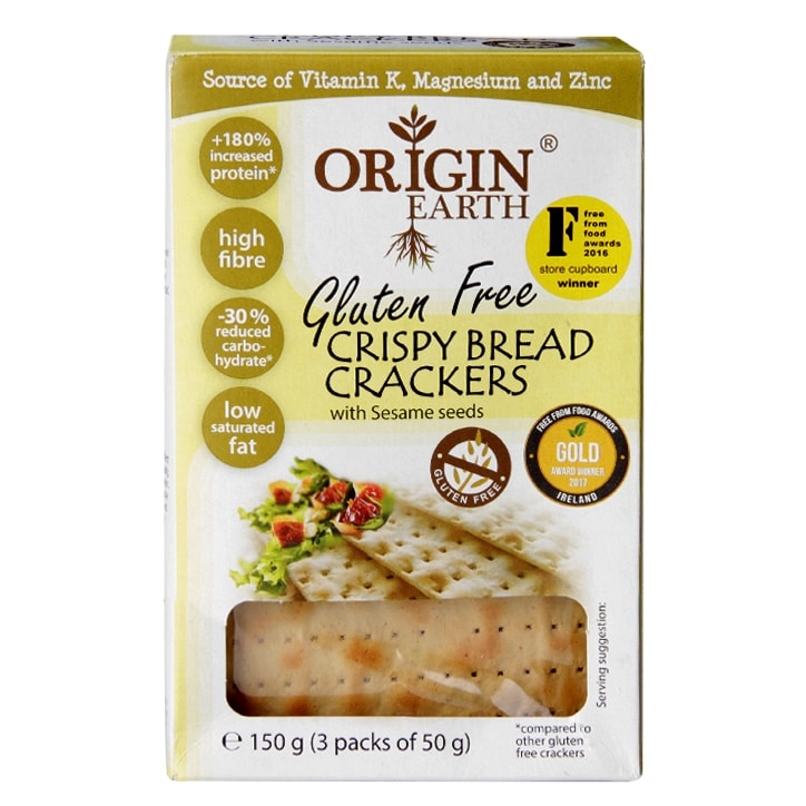 Origin Earth Gluten Free Crispy Bread Crackers with Sesame Seeds 150g